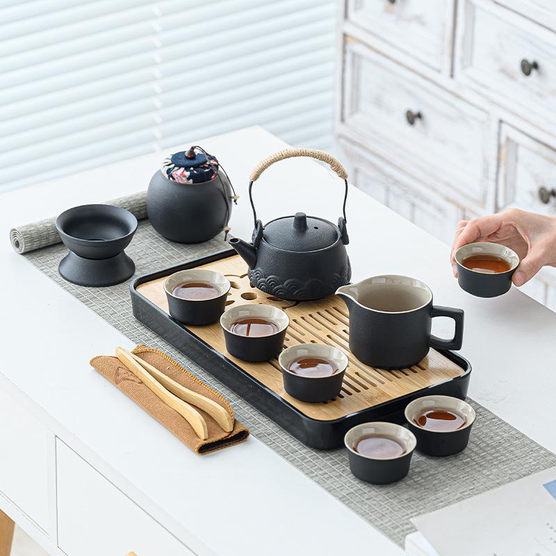 Travel tea set outdoor portable teapot tea tray household kung fu teacup ceramic business gift
