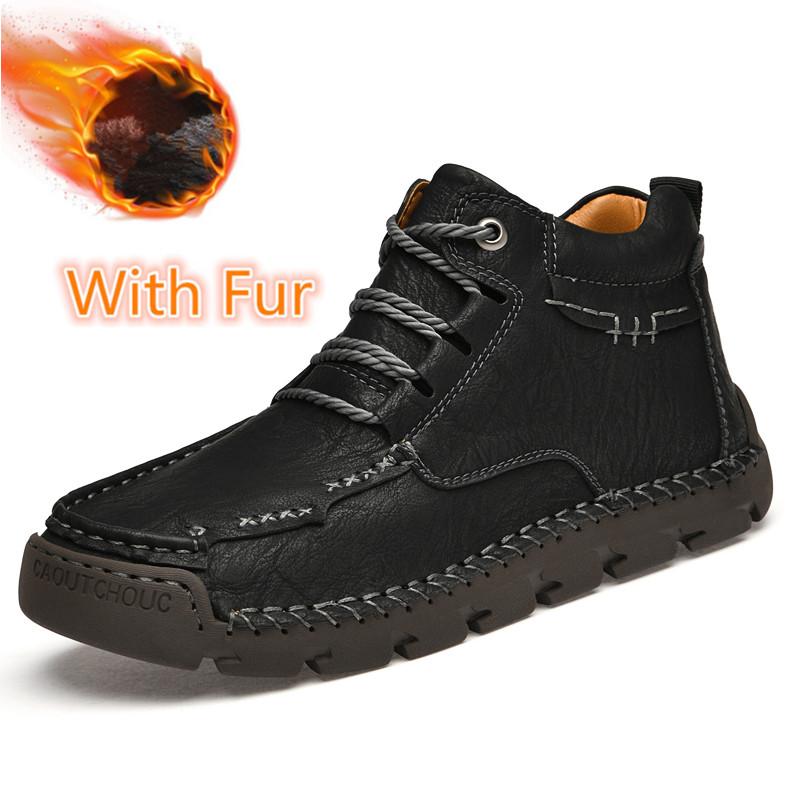 Men Shoe Men Winter Snow Boots Leather Sneakers Super Warm Men Boots Outdoor Male Hiking Shoes Motocross Work Shoes Leisure Walk