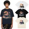 Unisex Oversized Cotton T-Shirt With Sunset Print Loose Fit Casual Tee Men Women