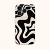 Fluid Monochrome Black Cream Abstract Swirl Graphic Film Aesthetic Protective Shockproof Bumper Phone Case Cover For iPhone 14 15 16 Pro Max Plus