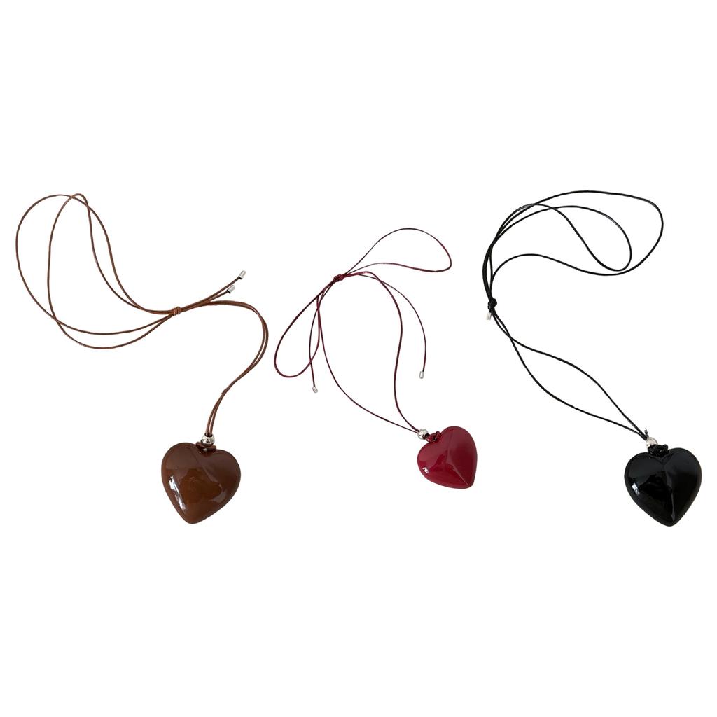 Chunky Swollen Heart Pendant Necklace Birthday Present Large Heart Necklace Charm Stylish Women's Neck Chain Accessory