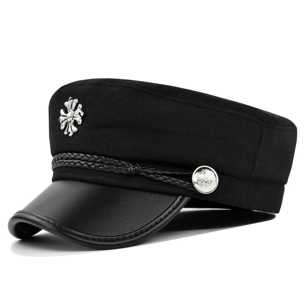 

Зимний модный берет из ПУ кожи, шляпа с плоским верхом, аксессуар One Size чёрный