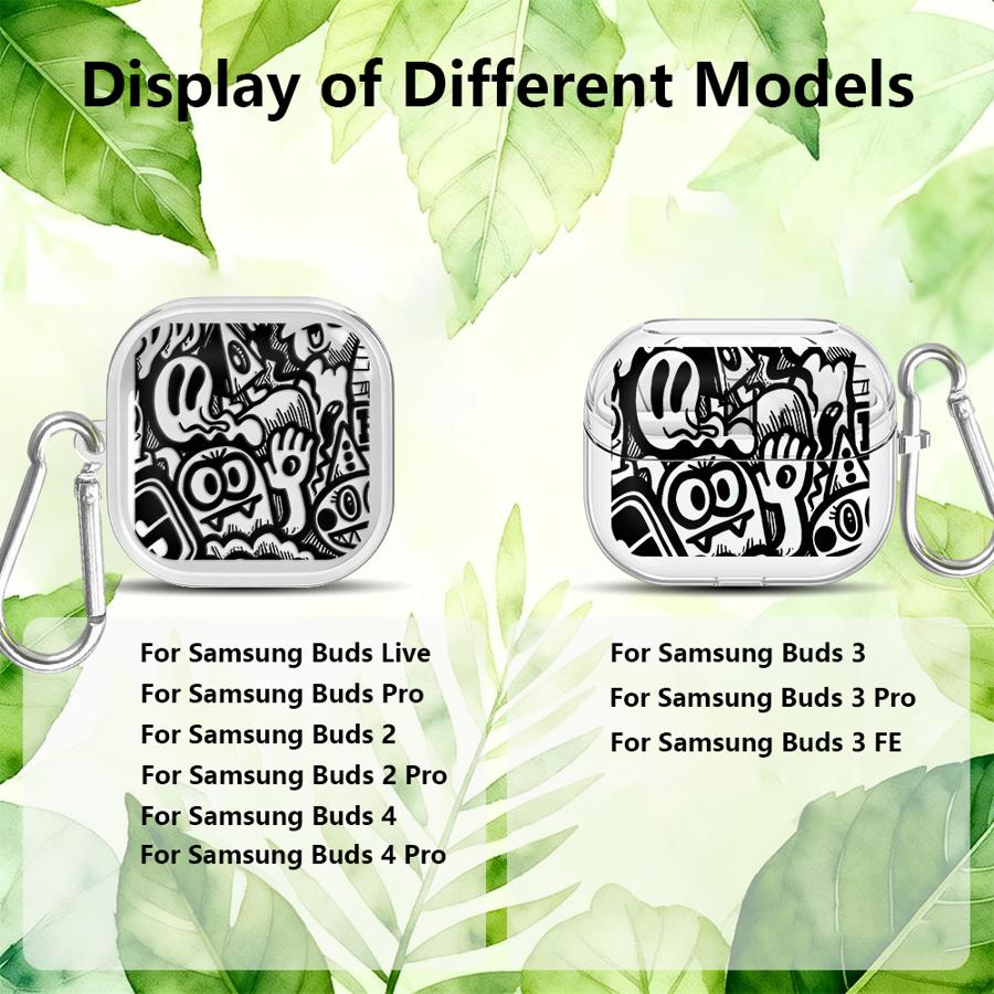Street Graffiti Art Clear Earphone Cases Cover With Hook Case For Samsung Galaxy Buds Live 4Pro 2 2Pro 4 Pro 3Pro 3 FE