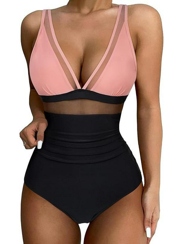 2024 European & American Sexy Transparent One-Piece Backless Swimsuit