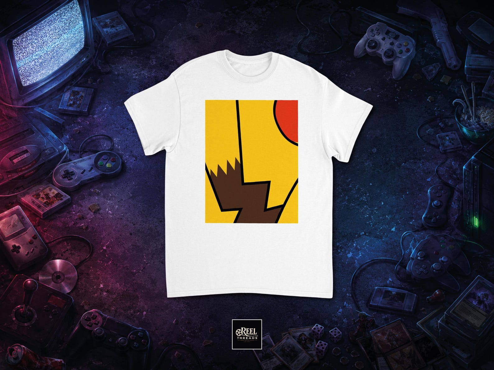 T shirt | Pika | Pokemon | Pikachu T shirt | Electric Pokemon tee | Minimalist tee | Kawaii Gamer Shirt | Japanese Cartoon | Cute Yellow Tee S