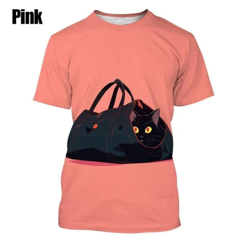 New Fashion Cute Animal 3D Printed Cat T-Shirt Casual Street Summer Short Sleeve O Neck Streetwear Baggy Tops Men Women Tees