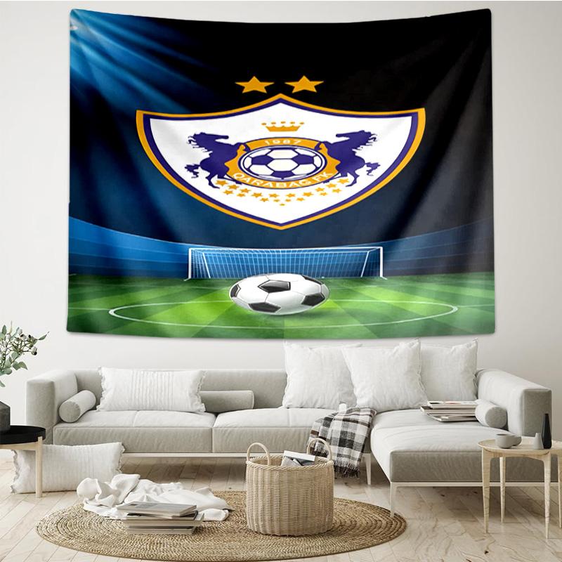Qarabag Soccer Team Crest Design Tapestry Room Decoration Wall Hanging for Living Room Bedroom, Dormitory, Birthday and Christmas Gifts