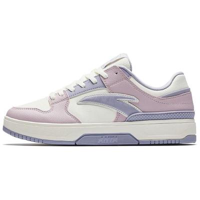 Classic Slip Resistant Abrasion Resistant Low Top Skateboard Shoes Women's White Purple Pink Sneakers 122518010-4