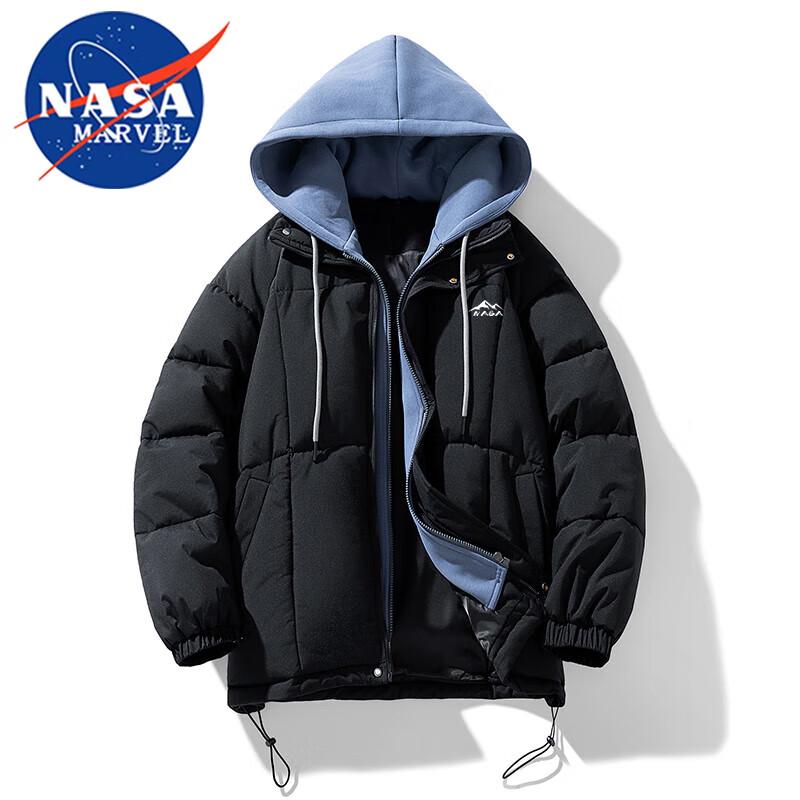 

NASA MARVEL Men s Winter Faux Two-Piece Hooded Padded Jacket M