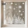Decorative Window Film Christmas Tree Snowflake Static Sticker, Double-sided Cling Decal, PVC Decals Reusable Glass for Parties Holiday Clings