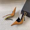 Baotou High Heel Sandals Women's Fine Heel Lacquer Pointed High Heels Spring Sense Professional Women's Shoes
