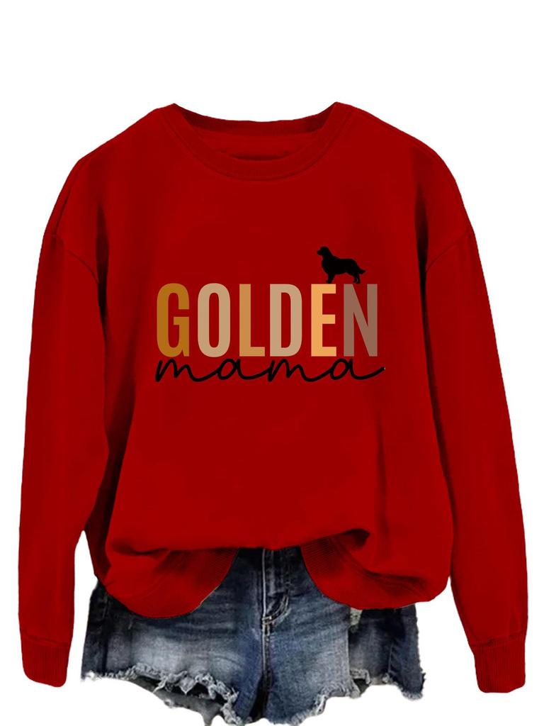 GOLDEN Mama European & American Women's Long-Sleeve T-shirt Pullover Sweatshirt for Spring & Autumn