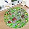 Traffic Road Kids Play Round Rug Educational Theme Children's Crawling Floormat Absorbent Anti-Slip Soft Home Decor Carpet