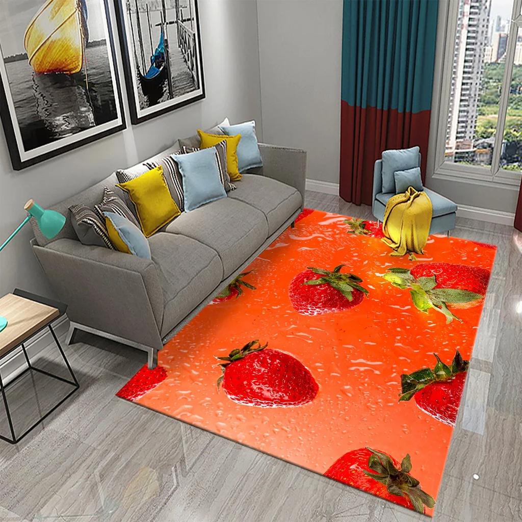 Strawberry Carpet Fresh Fruit Rug Kitchen Doormat Living Room Bedroom Floor Rug Bathroom Non-slip Foot Mat Entrance Hall Carpet