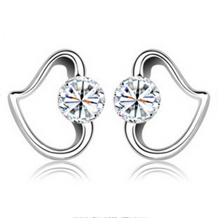 Korean Inlaid Zircon Peach Heart Stud Earrings - Versatile Heart-Shaped Fashion Jewelry