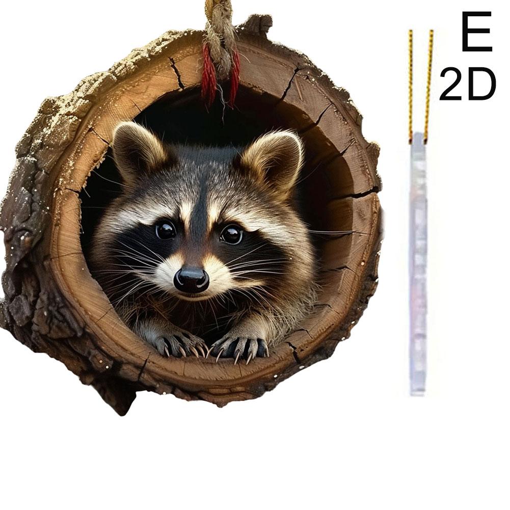 Animal Christmas Ornaments 2D Acrylic Forest Animal Ornaments Cute Christmas Tree Animal Pattern DIY Christmas Tree Decoration