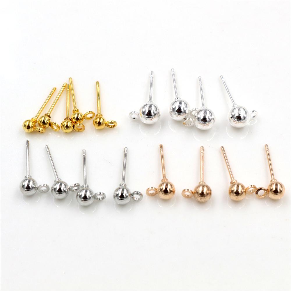 50 Stück/Los 3/4/5mm 6 Farben Pin-Funde Ohrstecker Basis-Pins Stopper Verbinder Für DIY Schmuckherstellung Zubehör Zubehör