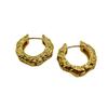 Minimalist Hammered Gold-Plated Textured Hoop Earrings for Women - European & American Retro Style