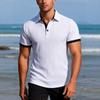 Men’s Short Sleeve Polo Shirt with Knit Pattern and Trim Classic Fit Casual Top