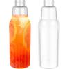 2Pcs Juice Bottles, 35oz Glass Water Bottles With Lid for Beverage Food Storage, Airtight Clear Water Bottles, Reusable Refillable Bottles for