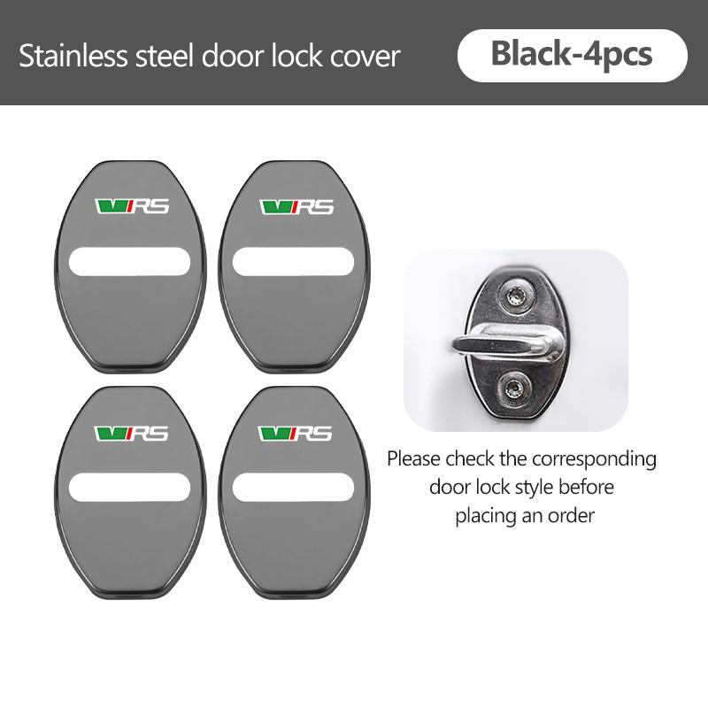 AAAJF1 4Pcs Zinc Alloy Car Door Lock Buckle Protective Covers For Skoda S Kodiaq Octavia 2 3 Yeti Karoq Rapid Fabia VII VRS