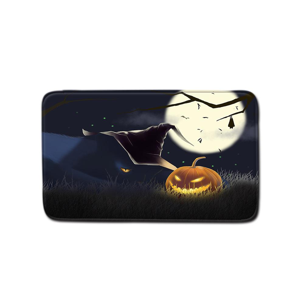 Halloween Shower Curtain Floor Mat Combination Four-Piece Set Bathroom Toilet Carpet Door Mat