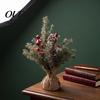 Artificial Pine Tree Desktop Miniature Christmas with Red Berries, Mini Burlap Plant for Home Base, Tabletop Faux Small Potted Holiday Party