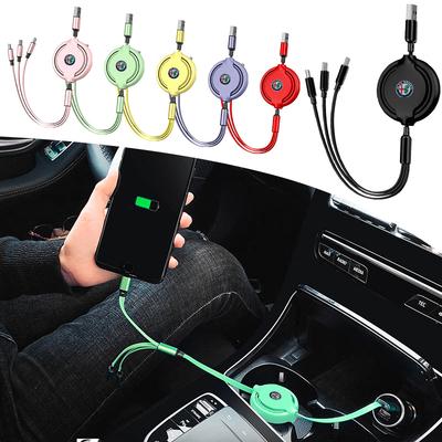 Car Mounted Telescopic Three In One Mobile Phone Charger For Alfa Romeo Abarth JEEP Fiat Volvo Jaguar Honda MG Nismo TRD Acura