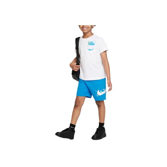 

Nike Sportswear Coral Reef Cartoon Pattern Logo Print Crew Neck Short Sleeve T-Shirt And Straight Leg Shorts Kids Sets FQ0552-406 M