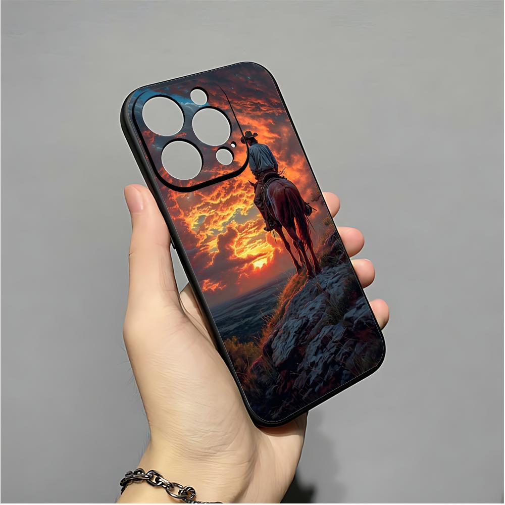 

Western Cowboy Phone Case For IPhone 16,15,14,13,12,11,XS,XR,X,8,7,Pro,Max,Plus,mini Silicone Black Cover iphone15ProMax