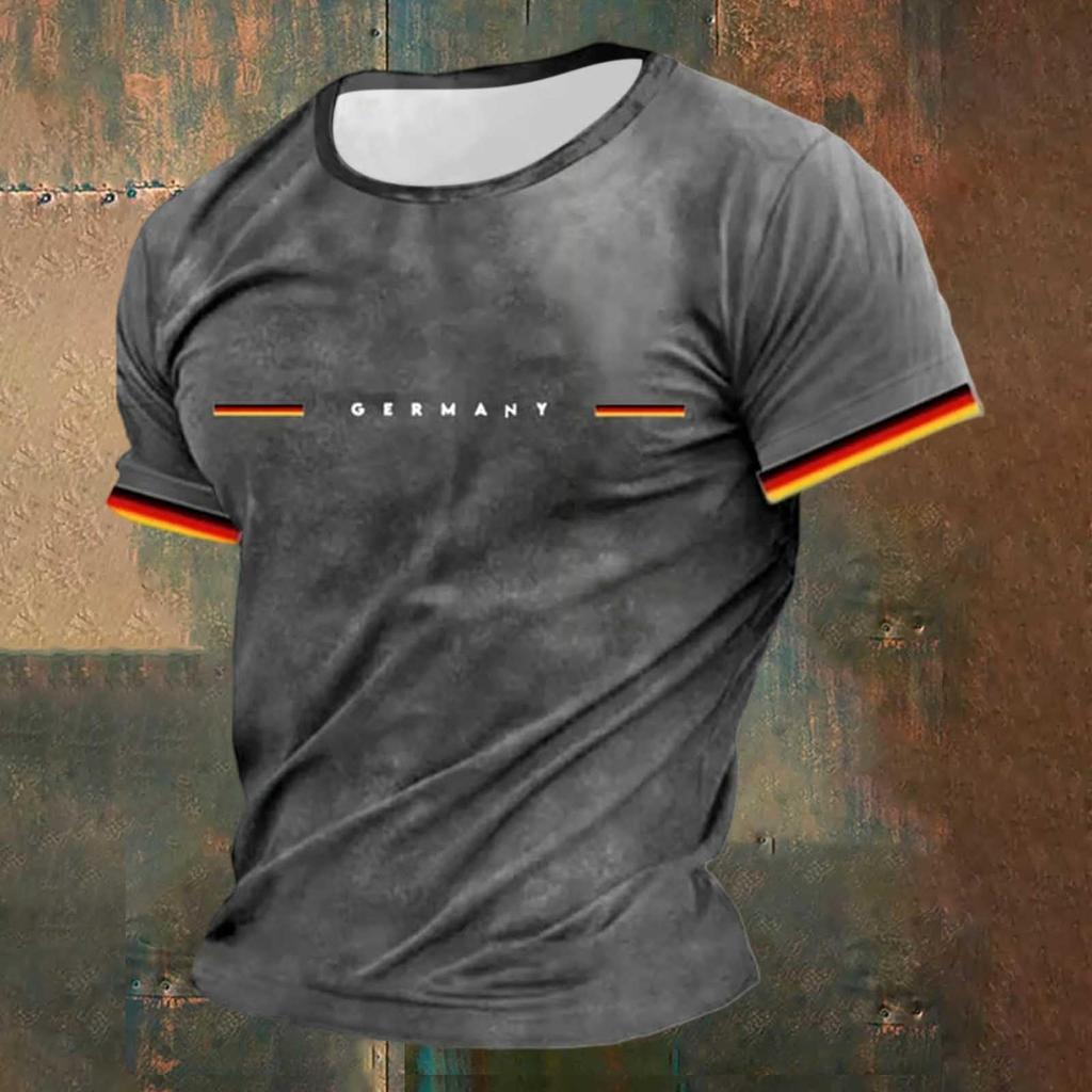 Men's Short Sleeve Crew Neck T Shirt with Soccer Player Print Germany Themed Casual Top for Sports and Daily Wear