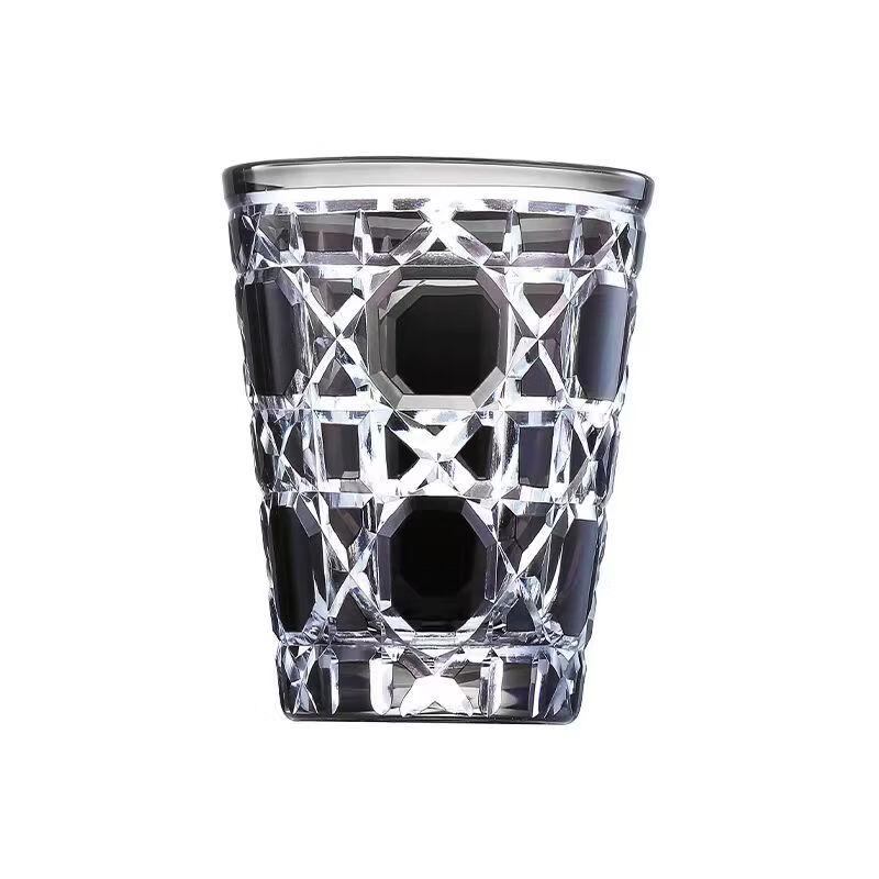 LISM Engraved Grid Pattern Glass Tumbler Set