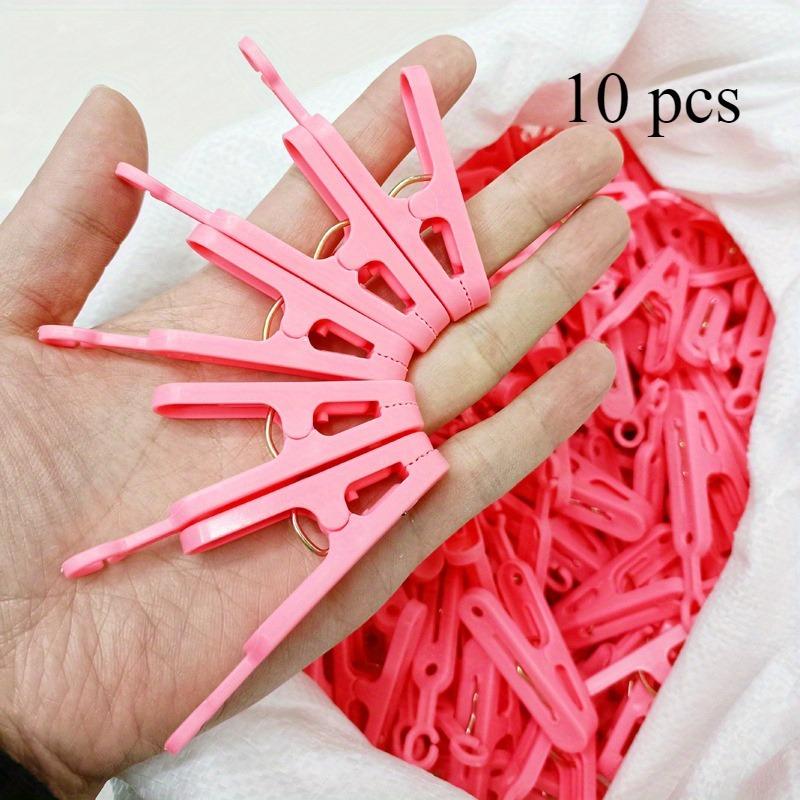 

10 Pcs Folding Clothes Hanger Accessory Small Clip, Compact and Convenient, Can Be Used Alone, Used for Adding Clothes and Socks розовый