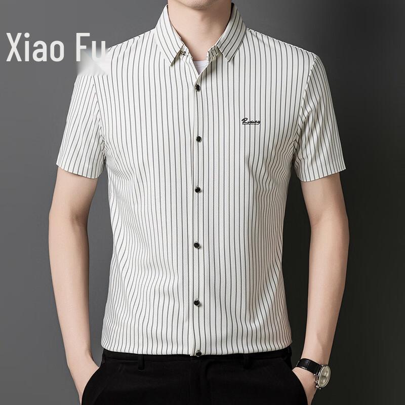 

Мужская летняя рубашка в полоску с коротким рукавом в стиле business casual 3XL