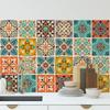 12Pcs Mandala Pattern Backsplash Tile Stickers Multicolor Design Waterproof Peel and Stick Tile Classic Style Self-Adhesive