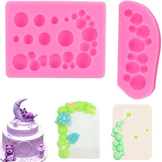 2 PCS 3D Pearl Fondant Mold Semi Sphere Ball Silicone Fondant Molds Hemispherical Shape Bubble Cake Decorating Chocolate Molds for Cake Decoration