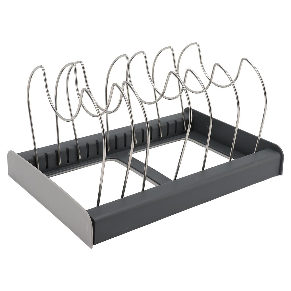 Expandable Pot and Pan Organizers Rack Kitchen Cabinet Pantry Bakeware Holder Shelves Lid with 7