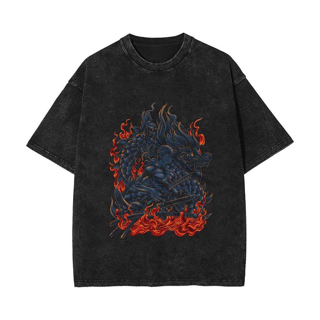 One Piece Luffy Kidd Law Printed Tshirt Mens and Womens Washed Tshirt High Quality Vintage Cotton Tshirt Harajuku Tops