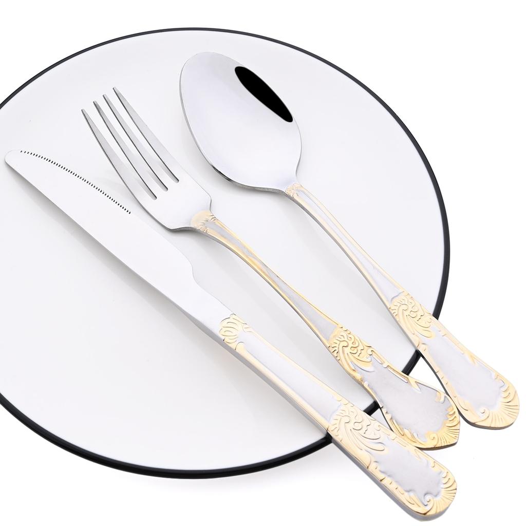 16Pcs Silver Cutlery Set Knives Fork Coffee Spoon Dinnerware Western Stainless Steel Tableware Flatware Set Silverware Kitchen Kit