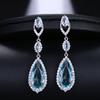 Emmaya Luxury Bridal Four Colors Vintage Allure Crystal Waterdrop Long Drop Cz Earrings For Women Wedding Jewelry Gift
