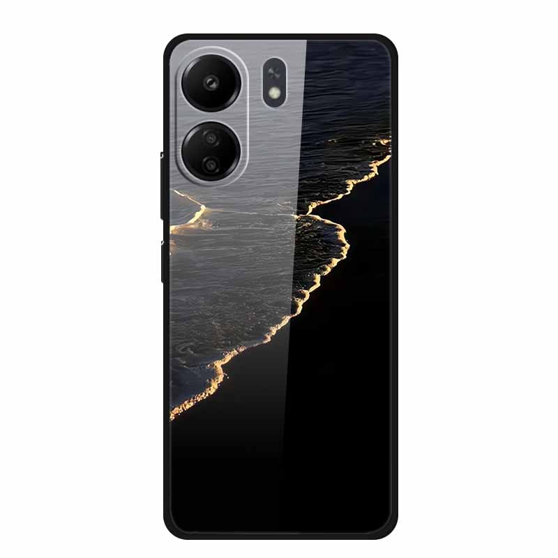 Für Redmi 12C 13C 11A Handyhülle Gehärtetes Glas Harte Abdeckung für Xiaomi Redmi 12 C 13 C 11 A Hülle Bunte Blumen Rückseitenhüllen