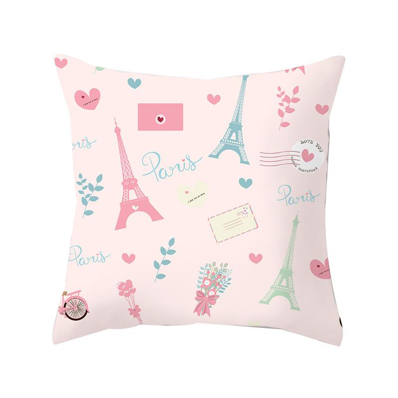 Valentine's Day Romantic Paris Tower Hot Air Balloon Pillow Case Home Sofa Cushion Pillow Case