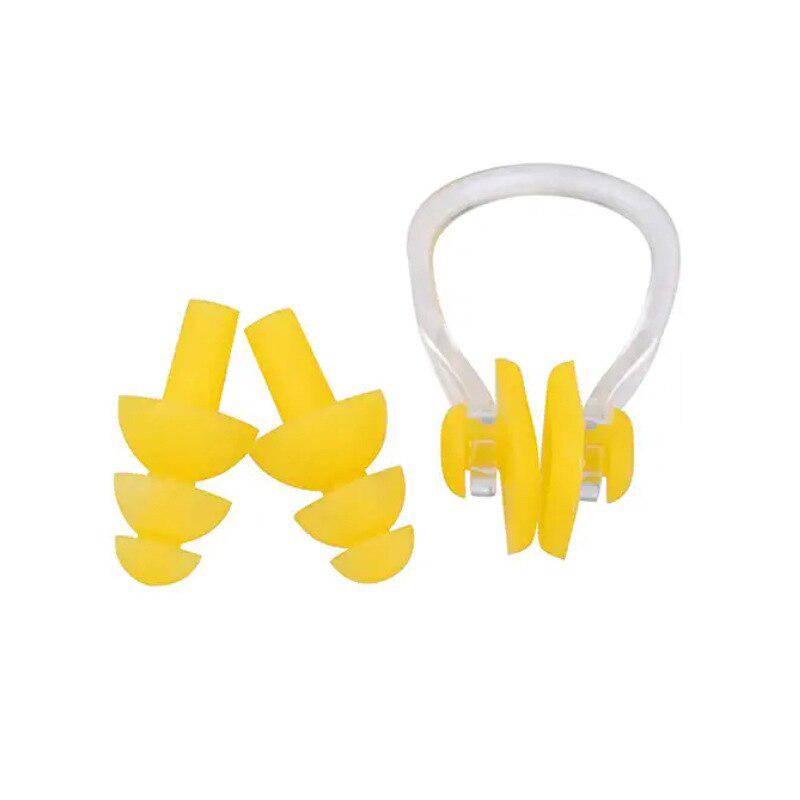 Swimming Nose Clip Earplug Set, Silicone Three-layer Waterproof Non-slip Nose Ears Protectors