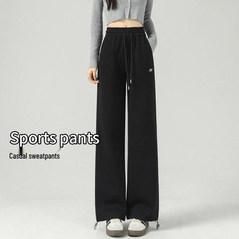 

Women s High-Waisted Grey Slim Straight Wide-Leg Cuffed Sweatpants for Spring/Autumn Small