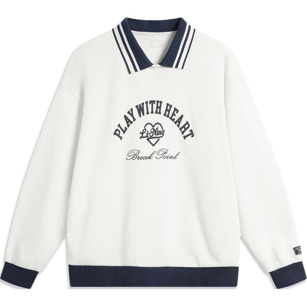 Li Ning Sports Lifestyle Series Casual Letter Print Sweatshirt Women Sweatshirt Off-White AWDU450-1