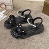 Outdoor Pearl Platform Women's Sandals On Sale Original Chic and Elegant Footwear 2025 Luxury Anti Slip Hot Korea Ladies Shoes