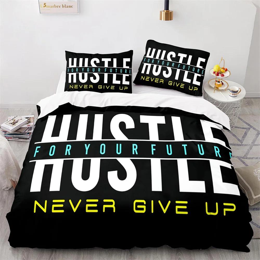Never Give Up Theme Comforter Cover Kit White Cloud Pattern Style King Dimension Queen Dimension Size Comforter Cover Polyester Quilt Cover for Kids