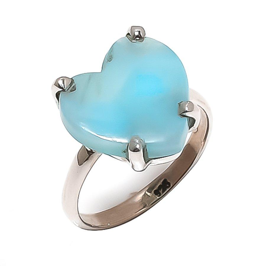 

Натуральный Ларимар Драгоценный камень Ручная работа 925 Стерлинговое серебро Ювелирное кольцо Размер 6.5 E8R08