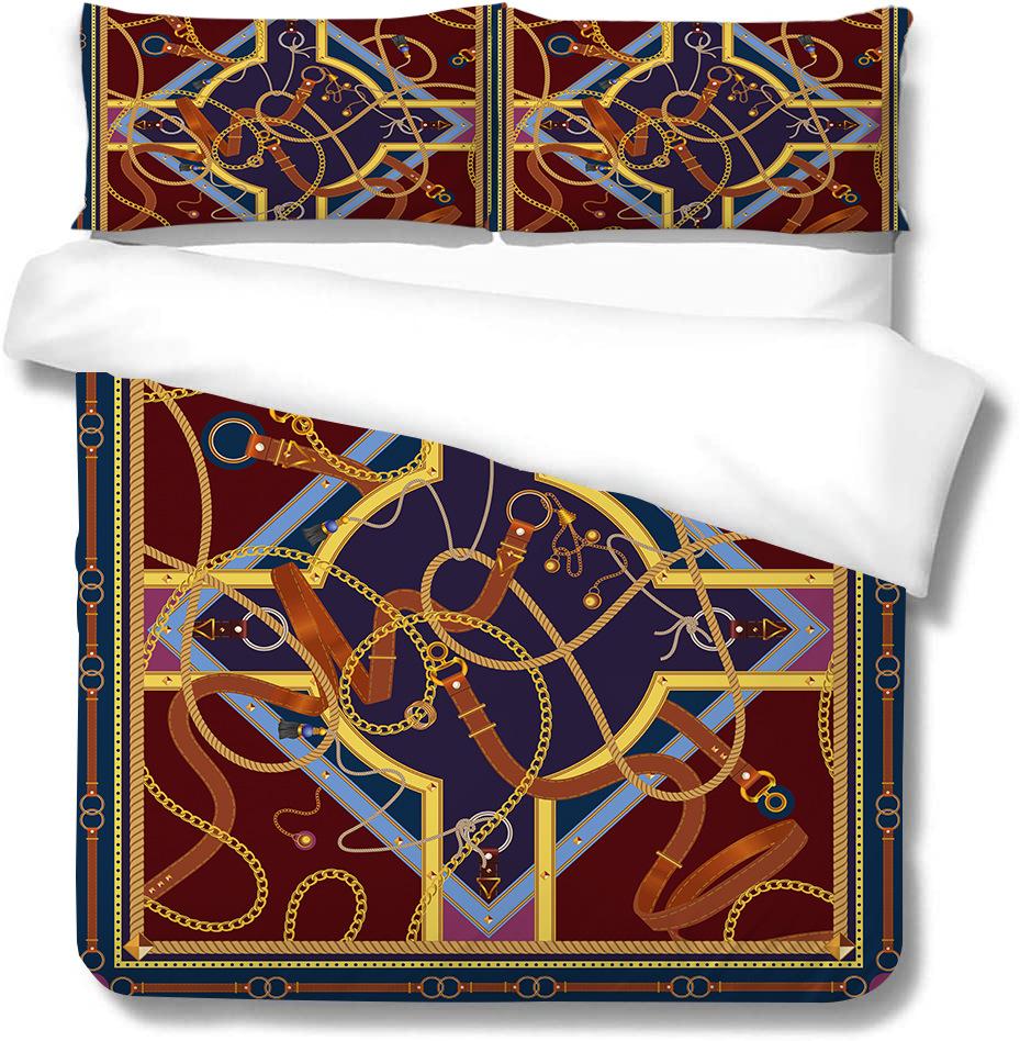 Polyester Quilt Cover Pillowcase Two Or Three-Piece Set 3D Digital Printing Leopard Print Series