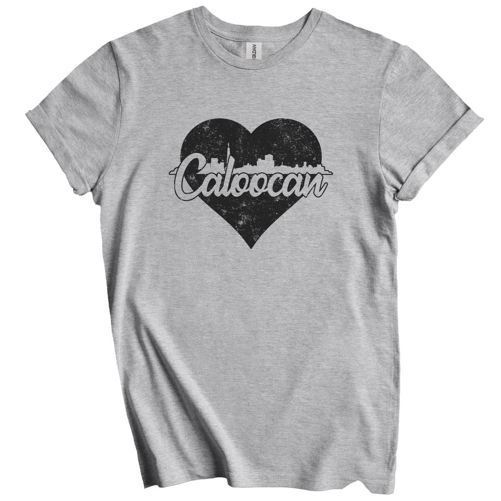 Retro Caloocan Philippines Skyline Heart Distressed T-Shirt
